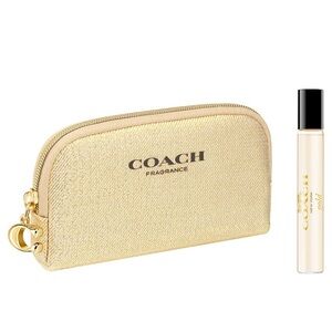 Authentic Coach Gold Makeup Cosmetic
Pouch and Perfume Set